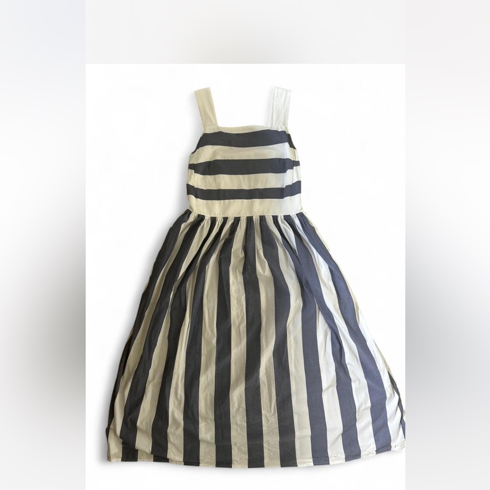 COS Navy and White Striped Midi Dress
